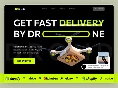 DronD - Delivery Drone Service Landing Page Design business company corporate delivery service drone delivery homepage landing page modern professional service startup technology ui design ux design web design website design