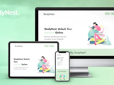 STUDYNEST. Elevate Your Learning Experience animation branding elearning app elearning web figma graphic design i minimal motion graphics photoshop responsive responsive website ui ui ux design