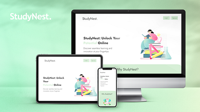 STUDYNEST. Elevate Your Learning Experience animation branding elearning app elearning web figma graphic design i minimal motion graphics photoshop responsive responsive website ui ui ux design