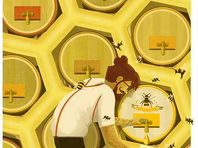 Honey Mead Goes Mainstream alcohol bee beer bees brewing character drink drinks editorial fashion honey illustration illustrator leisure mead photoshop trend