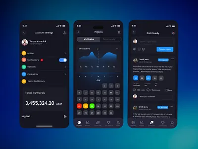 Smoking controller apps app dark design graphic design mobile app smoke ui uiux ux website