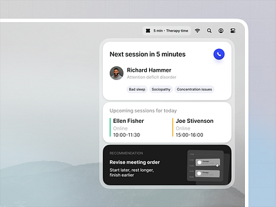 Therapy time desktop widget branding calendar desktop gradient laptop psychology sessions therapy time management ui voit team widget