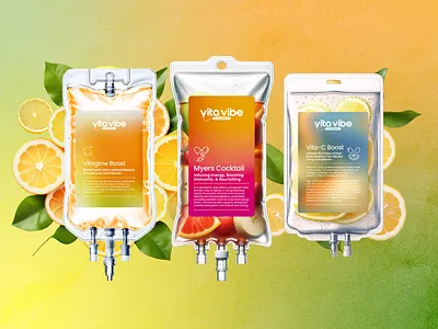 Vita Vibe Lounge - IV Bags - Logo & Packaging Design brand identity branding design designer graphic design health health branding health logo illustration ivbag logo logo design logo designer logos medical packaging packaging design pink vector
