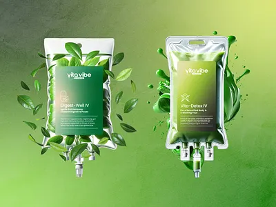 Vita Vibe Lounge - IV Bags - Logo & Packaging Design brand dessign brand identity branding design graphic design green health health brand healthy illustration label label design logo logo design logos medical medical brand packaging packaging design vector