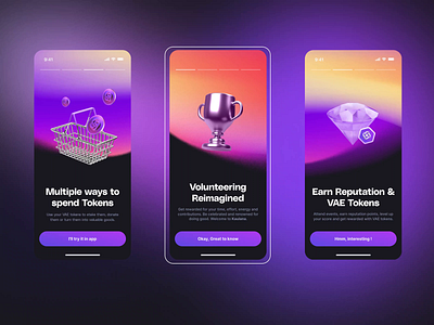 Vold.ai - Onboarding app blockchain crypto earn friendly native onboarding purple reputation reward social token verification volunteering wallet