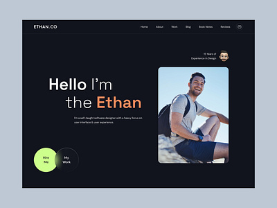 Ethan - Portfolio Website Template clean dark designer developer freelancer minimal modern personal portfolio ui ux webflow website