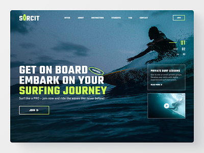 Surfing school - Website design board course design jorney landing learn ocean redesign school sea surfing trip ui ux web website