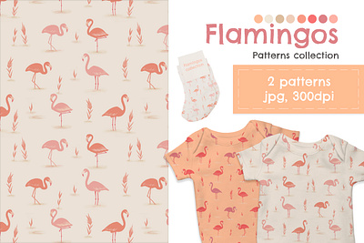 Flamingos seamless pattern. Trending color palette. bundle design fabric illustration pattern seamless