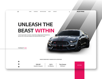 Ford mustang GT500 UI branding car website design design graphic design racing car website sport car website ui ui design uiux design web design website design