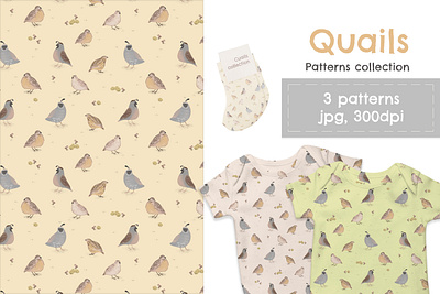 Quails seamless pattern bundle character design fabric illustration pattern quail repetitive seamless