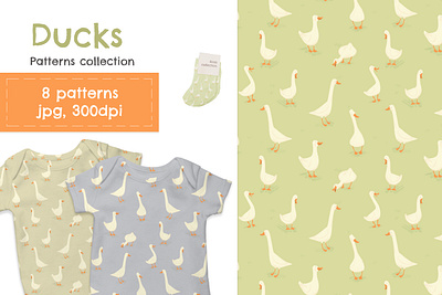 Ducks. Seamless pattern collection bundle fabric graphic design illustration pattern seamless