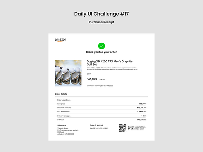 Daily UI #17 Purchase Receipt amazon app dailyui minimal purchase receipt ui ux