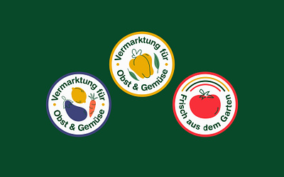 Illustration badges app branding design fruits icons ill illustration logo vector