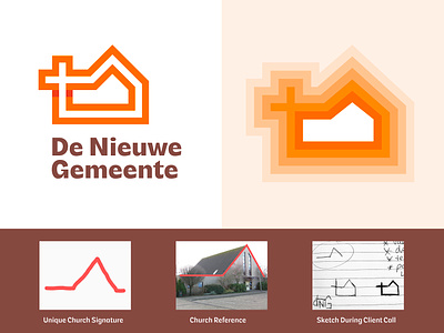 DNG - Church Community Logo brand identity design branding building christ church church logo creative logo cross dutch faith illustration jeroen van eerden jesus line logo logo modern logo netherlands orange sketch visual identity design