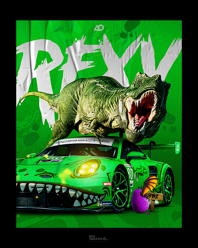 AO Racing - Rexy & Spike poster car design graphic design motorsport poster racing sport visual