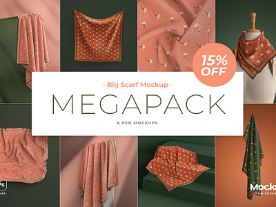 Silk Scarf Mockup - Big - MEGAPACK bandana cloth mockup fabric design fabric mockup fashion mood board handkerchief handkerchief mockup kerchief mockup mockup pa�uelo panorama pattern mockup scarf silk scarf mockup textile background textile design textile mockup textile pattern textile texture