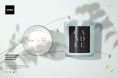 Frosted Glass Candle Label Mockup branding circular container creator creatsy custom customizable design frost generator mock up mock ups mockup mockups packaging personalized smart object template templates