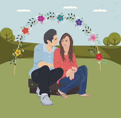 Cute couple illustration branding couple portrait design digital art drawingart flat graphicdesign illustration illustration art illustrations pentool sketching ui