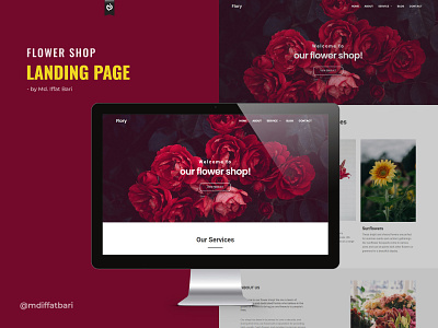 Flower Shop Landing Page Design ui, uiux, Branding, Website beautiful flower shop nature rose web template