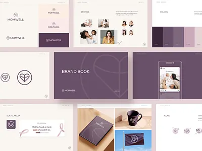 Brand Identity Book for the Healthcare Saas Product brand book brand identity branding healthcare logo heart logo logo logo design logo designer logo icon logo presentation m logo monogram mother health logo simple logo wellness logo