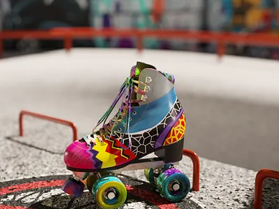 3D Model of Roller skate!! Vibrant and Colourful!! 3d 3d animation production house 3d character models 3d modeling 3d modeling company 3d modeling services 3d rendering animation blender design graphic design illustration skate ui