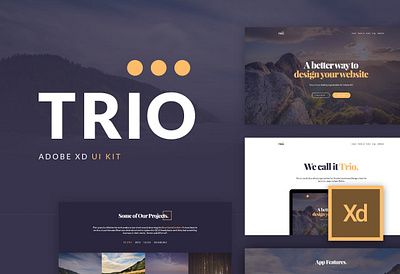 Trio UI Kit for Adobe XD adobexd design landing nickparker page presentation projectcomet trio trio ui kit for adobe xd uikit ux web