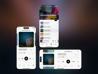 Mobile music player app interface ios light list mobile music player ui