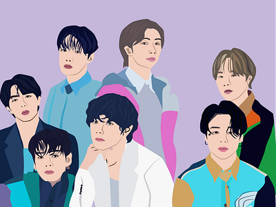 BTS bangtan branding bts design drawingart flat graphicdesign group illustrations illustration illustration art ilustrations pentool sketching ui