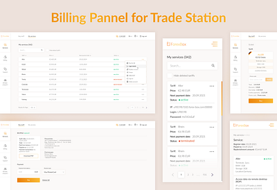 Billing Pannel for Trade Station admin pannel billing billing pannel forex ui ux webdesign