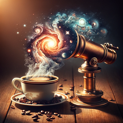 Coffee steams forming swirling galaxies ai aiart art artificialintelligence coffee coffeeinspace cosmiccreation dribbble best shot minimal space telescope whimsicalworlds