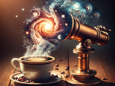 Coffee steams forming swirling galaxies ai aiart art artificialintelligence coffee coffeeinspace cosmiccreation dribbble best shot minimal space telescope whimsicalworlds