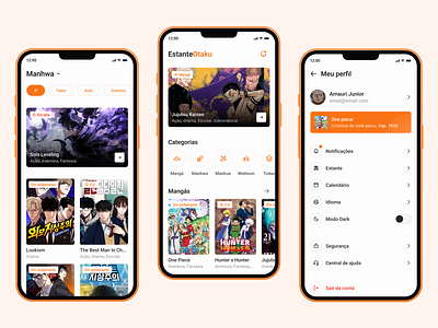 Manga reading app - Estante Otaku anime anime app app app design book reader comic design japan japanese manga manga reader mobile mobile app mobile design news otaku reading ui ui design uiux