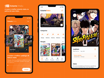 Manga reading app - Estante Otaku anime anime app app app design book reader comic design japan japanese manga manga reader mobile mobile app mobile design news otaku reading ui ui design uiux