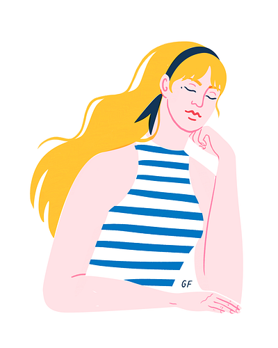 Late summer breeze animation digital drawing editorial gif graphic design illustration illustrazione portrait stripes woman