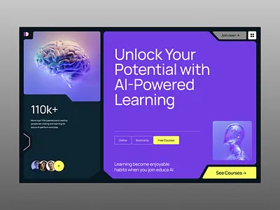 AI Learning Platform-Website Design 3d ai bento branding business design e learning grid logo modern saas startup ui uiux user experience design userinterface ux webdesign website websitedesign