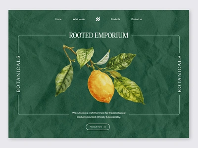 Rooted Emporium - Botanical Website bold botanical botany clean design fruit green herbal herbs illustration landing page leaves lemon logo plant plants ui web design website yellow