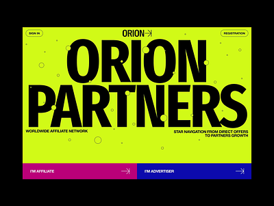 Orion Partners Main Screen Colors agency bold branding che grid layout marketing marketing agency swiss typo typography ui ux valery che vibrant colors web design