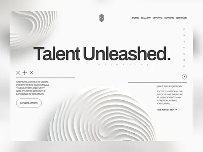 Art Gallery Website Landing Page Inspiration above the fold art art gallery design elegant landing minimal modern art ui ux website