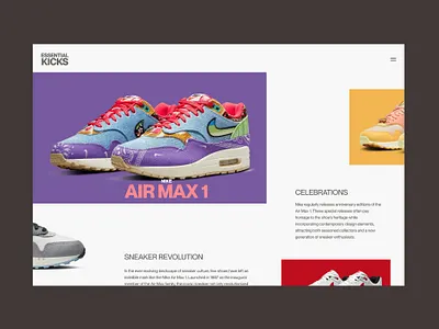 Essential Kicks | Air Max 1 exploration brutalist design graphic design minimal sneakers ux vector web web design webzine