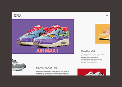 Essential Kicks | Air Max 1 exploration brutalist design graphic design minimal sneakers ux vector web web design webzine