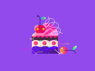 Cherry Pie characters line pink sweets ui ux