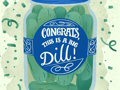 Pickle Jar Illustration and Lettering Congrats Greeting Card hand drawn