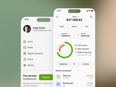 Money Manager App app dashboard interface ios light menu mobile money manager on boarding ui
