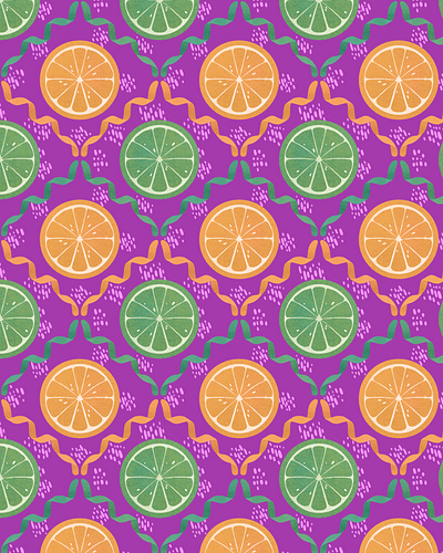 Oranges and Limes Repeat Pattern citrus fabric fruit hand drawn illustration pattern pattern design procreate repeat pattern surface pattern