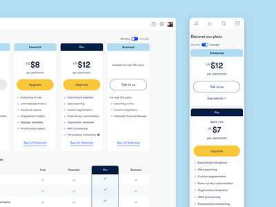 In-app pricing page billing payment plans pricing product design ui upgrade web app