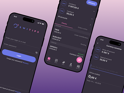 SWITIPS - Cashback app app branding cashback color crypto design finances mobile ui ux