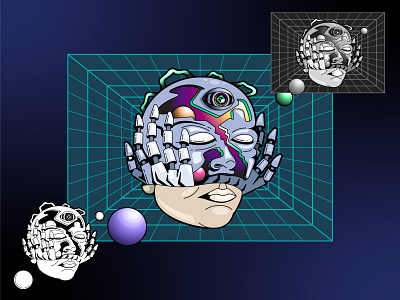 Cartoon Logo Design for AI Brand 2d adobe illustrator artificial blockchain caricature character crypto face graphic design illustration logo nft portrait vector