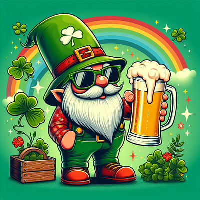 ST. Patrick's Gnome Make With Bing (AI) ai aiart animation branding custom shirt design custom t shirt design gnome gnomelovers gnomevector graphic design logo merch design typography t shirt design ui vector