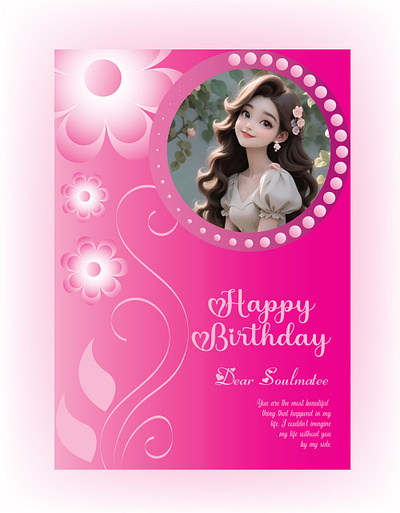 Happy Birthday card ai birthday card card dear soulmate happy birthday illustrator pink card pink lover