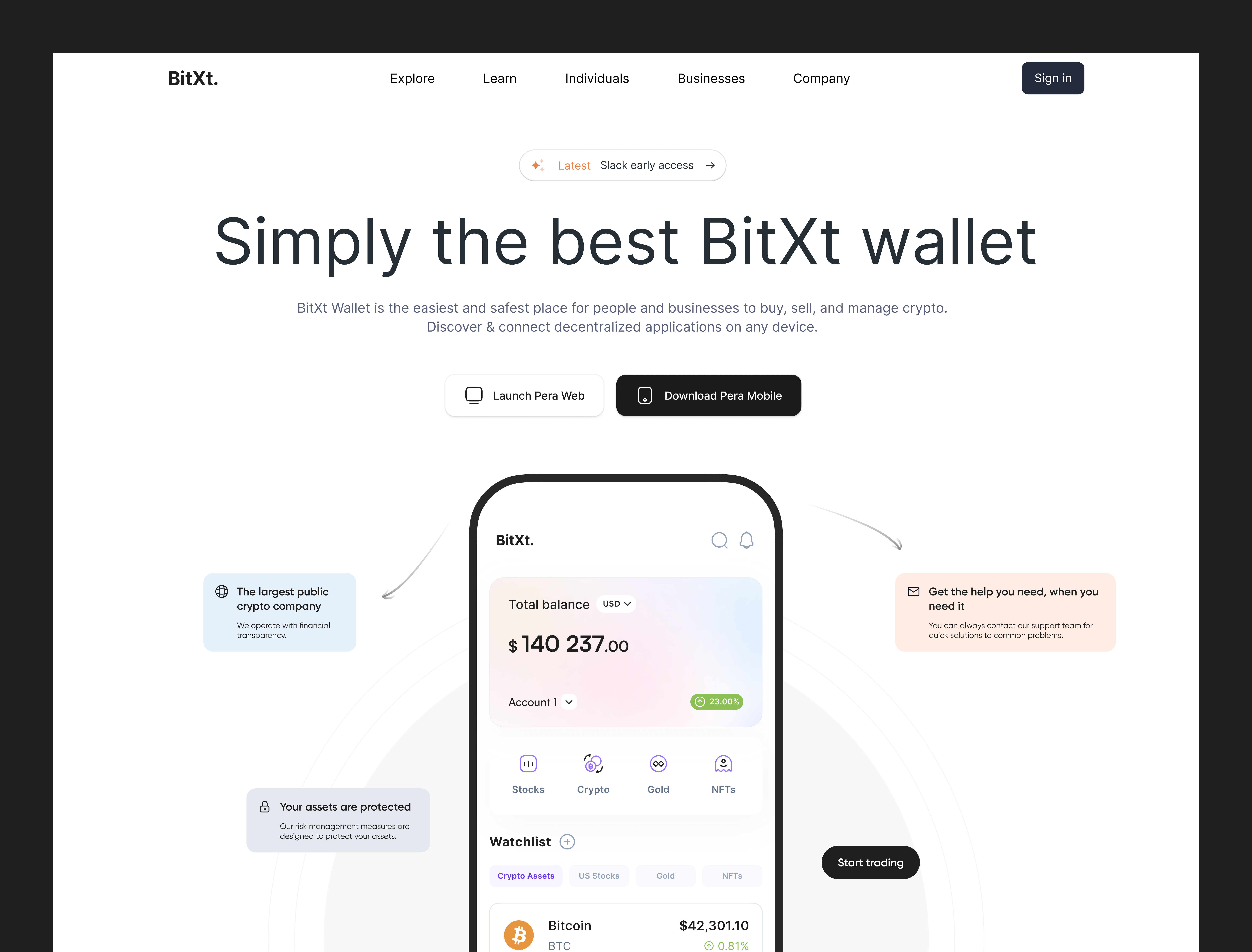BitXt — Crypto Wallet App | Exchange Platform | UX/UI bitcoin blockchain crypto crypto trading crypto wallet design ethereum exchange mobile nft solana trading ui ux wallet web web 3 web design web3 website